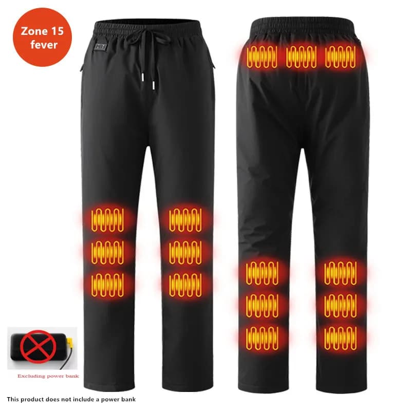 New USB 15 Zone Intelligent Heating Pants Winter Outdoor Cold Resistance Warmth Retention Thickened Cycling (No Power Bank)