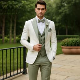 Slim Fit Wedding Tuxedo for Groom 3 Pieces Formal Men Suits for Outdoor Prom Party Ceremony Fashion Set (Jacket + Pants + Vest)