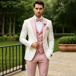 Slim Fit Wedding Tuxedo for Groom 3 Pieces Formal Men Suits for Outdoor Prom Party Ceremony Fashion Set (Jacket + Pants + Vest)