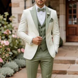 Slim Fit Wedding Tuxedo for Groom 3 Pieces Formal Men Suits for Outdoor Prom Party Ceremony Fashion Set (Jacket + Pants + Vest)