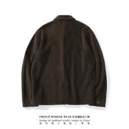 Vintage French Workwear Jacket - Heavyweight 300gsm 100% Cotton Corduroy Utility Coat with Multi-Pockets (Men's Retro Style)