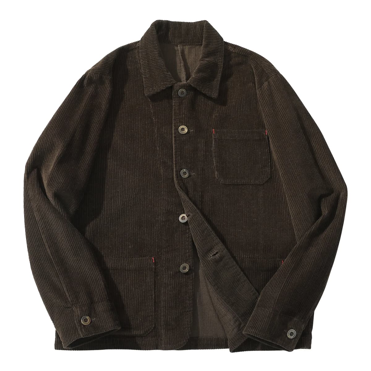 Vintage French Workwear Jacket - Heavyweight 300gsm 100% Cotton Corduroy Utility Coat with Multi-Pockets (Men's Retro Style)