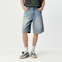 Semir Men Shorts Light Cool Vintage Washed Denim Knee Length Shorts 2026 Summer Loose Straight