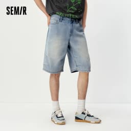Semir Men Shorts Light Cool Vintage Washed Denim Knee Length Shorts 2026 Summer Loose Straight