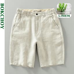 Summer New Simple Breathable Pure Linen Shorts for Men Clothing Straight Solid Color Summer Pants EC1339