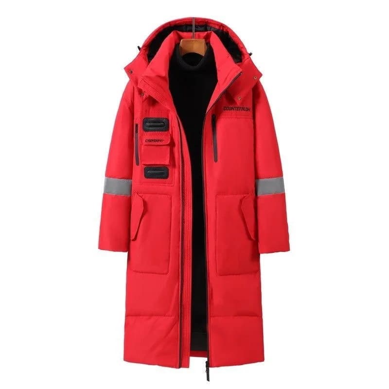 New Winter Men Hooded Long Puffer Jackets Couple Duck Down Coats Quality Male Over The Knee Winter Jackets Thicker Warm Coats