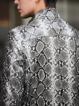 Youth Fashion Snake Pattern Zipper Genuine Leather Short Jacket Trendy Male Mix Color Long Sleeves Slim Sheepskin Outerwear