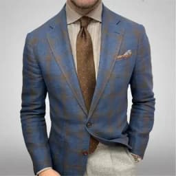KIDWHXR Men Plaid Blazer Jacket Retro Plaid Long Sleeve Business Office Suit Jacket Man Slim Wedding Casual Male Outerwear