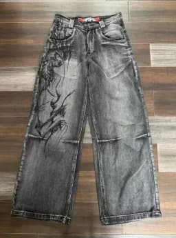 2025 New Style Retro Street Trend Letter Embroidery Loose Denim Pants for Men - Y2K Hip-Hop Extra Large Wide Leg Pants