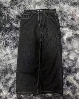 2025 New Style Retro Street Trend Letter Embroidery Loose Denim Pants for Men - Y2K Hip-Hop Extra Large Wide Leg Pants