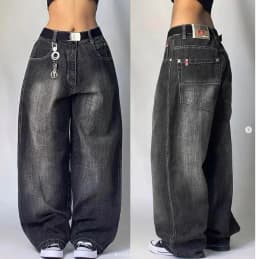2025 New Style Retro Street Trend Letter Embroidery Loose Denim Pants for Men - Y2K Hip-Hop Extra Large Wide Leg Pants