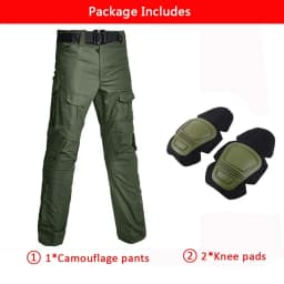 Camo Tactical Pants Training Wear-resistant Multi-pocket Work Pants Men Waterproof Cargo Pants Men Hiking Pants Cargo Pant +Pads