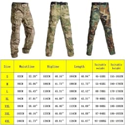 Camo Tactical Pants Training Wear-resistant Multi-pocket Work Pants Men Waterproof Cargo Pants Men Hiking Pants Cargo Pant +Pads