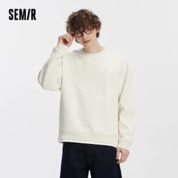 Semir Men Sweatshirt Faux Two Piece Hem Crew Neck Pullover Soft Cotton Feel Casual Style Autumn Knit Top Daily Wear 2026