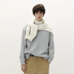 Semir Men Sweatshirt Faux Two Piece Hem Crew Neck Pullover Soft Cotton Feel Casual Style Autumn Knit Top Daily Wear 2026