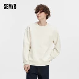 Semir Men Sweatshirt Faux Two Piece Hem Crew Neck Pullover Soft Cotton Feel Casual Style Autumn Knit Top Daily Wear 2026