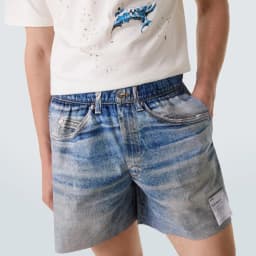 Satisfy PeaceShell Denim Digital Print Breathable Athletic Shorts
