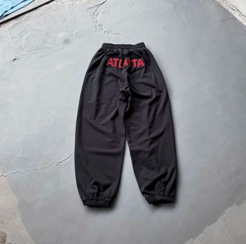 Angel Warhorse Embroidered American Retro Wide-leg Corset Sweatpants Baggy Fit Men Jogger Pants Trousers