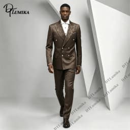 All‑over Subtle Textured Suit Set for Men, Jacquard Double Breasted Tuxedo 2 Piece Men Peak Lapel Silver Button Formal Outfit