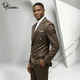 All‑over Subtle Textured Suit Set for Men, Jacquard Double Breasted Tuxedo 2 Piece Men Peak Lapel Silver Button Formal Outfit
