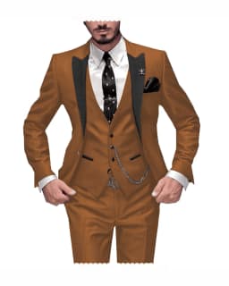 Men's Suit Slim Fit 3 Pieces Burgundy Tuxedo Gentle-Mens Wedding Suits Notch Lapel Groom Terno (Jacket+Pants+Vest)