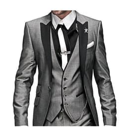 Men's Suit Slim Fit 3 Pieces Burgundy Tuxedo Gentle-Mens Wedding Suits Notch Lapel Groom Terno (Jacket+Pants+Vest)