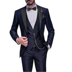 Men's Suit Slim Fit 3 Pieces Burgundy Tuxedo Gentle-Mens Wedding Suits Notch Lapel Groom Terno (Jacket+Pants+Vest)