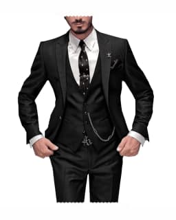 Men's Suit Slim Fit 3 Pieces Burgundy Tuxedo Gentle-Mens Wedding Suits Notch Lapel Groom Terno (Jacket+Pants+Vest)