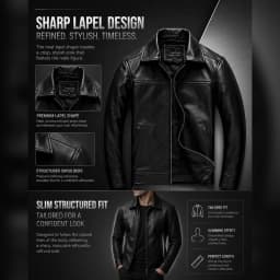 Men's Genuine Cowhide Leather Jacket Black Lapel Biker Coat Slim Fit Wind Proof Motorcycle Zip Up Casual Autumn Winter Outerwear