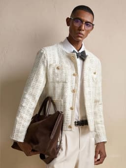 2026 New Men's Tweed Style Jacket, Cool Casual Outfit, Korean-style Light Luxury Short Shoulder-Padded Coat for Spring & Autumn