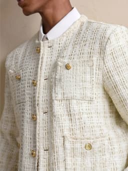 2026 New Men's Tweed Style Jacket, Cool Casual Outfit, Korean-style Light Luxury Short Shoulder-Padded Coat for Spring & Autumn