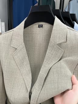 Mens Linen Blend Suit Jacket Lightweight Smart Casual Blazer Summer Sun Protection Outerwear Coat Wedding Prom Vacation Beach