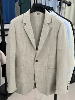 Mens Linen Blend Suit Jacket Lightweight Smart Casual Blazer Summer Sun Protection Outerwear Coat Wedding Prom Vacation Beach