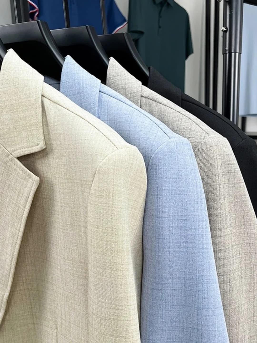 Mens Linen Blend Suit Jacket Lightweight Smart Casual Blazer Summer Sun Protection Outerwear Coat Wedding Prom Vacation Beach