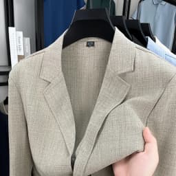 Mens Linen Blend Suit Jacket Lightweight Smart Casual Blazer Summer Sun Protection Outerwear Coat Wedding Prom Vacation Beach