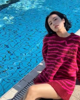 Drew House Tiger Stripe Knit Sweater Men Women Pink Striped Crew Neck Jumper Classic Smiley Embroidery Oversized Street