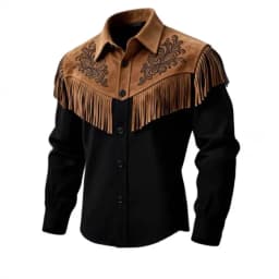Cowboy Tee Shirts For Men Fashion Vintage Suede Fringe Jacket Long Sleeve Button Design Casual Party Wear Popular Tops For Man