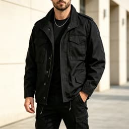 M65 Field Jacket, Men's Military Jacket, Retro Multi Pocket Collar Zipper Jacket, 100% Cotton