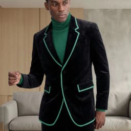 Velvet Men Suits for Prom with Piping 2 Pieces Single Breasted Tuxedo Groom Custom Made Flap Pockets for Wedding Gala Occasions