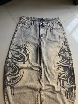 American Y2K New Grey Printing Baggy Jeans Men Women High Street Vintage Hip Hop Harajuku Casual Joker Couple Wide-leg Pants