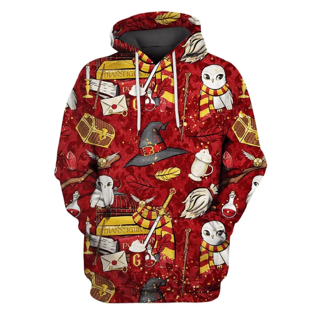 2024 autumn and winter Harajuku fashion men's hoodie casual y2k sweatshirt men's 3d printed red owl college pattern sport hoodie