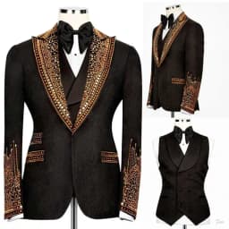 Customized Luxury Men Suits Diamond 2 Pieces Sets Single-Breasted Ropa Hombre Peaked Lapel Groom Tuxedos Male Party Prom B