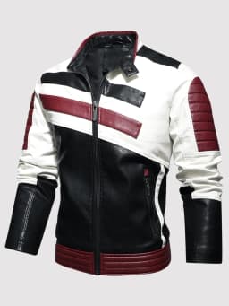 Men's PU Leather Coat Thickened Biker Jacket