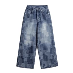 Maden Men's Vintage Boro Jacquard Washed Denim Jeans Baggy Pants Harajuku Wide Leg Loose Patchwork Long Pants Casual Men Autumn