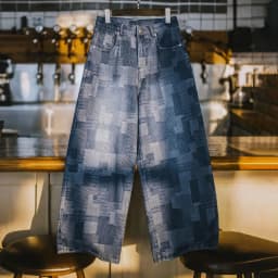 Maden Men's Vintage Boro Jacquard Washed Denim Jeans Baggy Pants Harajuku Wide Leg Loose Patchwork Long Pants Casual Men Autumn