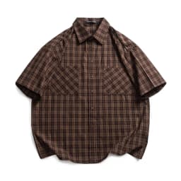 Summer Men Streetwear Fashion Vintage Pure Cotton Plaid Loose Casual Oversize Short Sleeve Cargo Shirt Cityboy Blouses