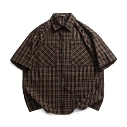 Summer Men Streetwear Fashion Vintage Pure Cotton Plaid Loose Casual Oversize Short Sleeve Cargo Shirt Cityboy Blouses