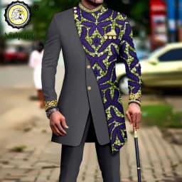 African Suits for Men Embroidery Print Blazer and Pants Set Business Dress Suit with Kerchief Party Wedding Evening A2316023