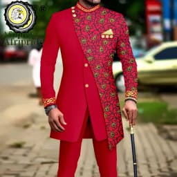 African Suits for Men Embroidery Print Blazer and Pants Set Business Dress Suit with Kerchief Party Wedding Evening A2316023