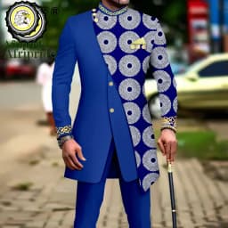African Suits for Men Embroidery Print Blazer and Pants Set Business Dress Suit with Kerchief Party Wedding Evening A2316023